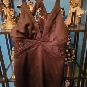 Sexy black xl body con lace sheer dress